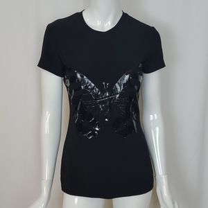 Norma Kamali Women's Black Knit T-Shirt Butterfly